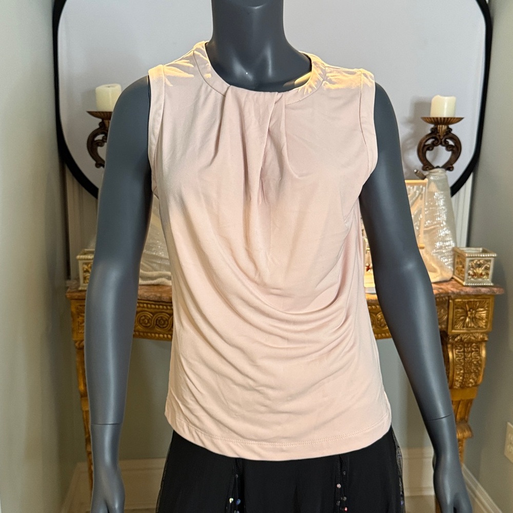 Karl Lagerfeld Pink Sleeveless Pleated Blouse